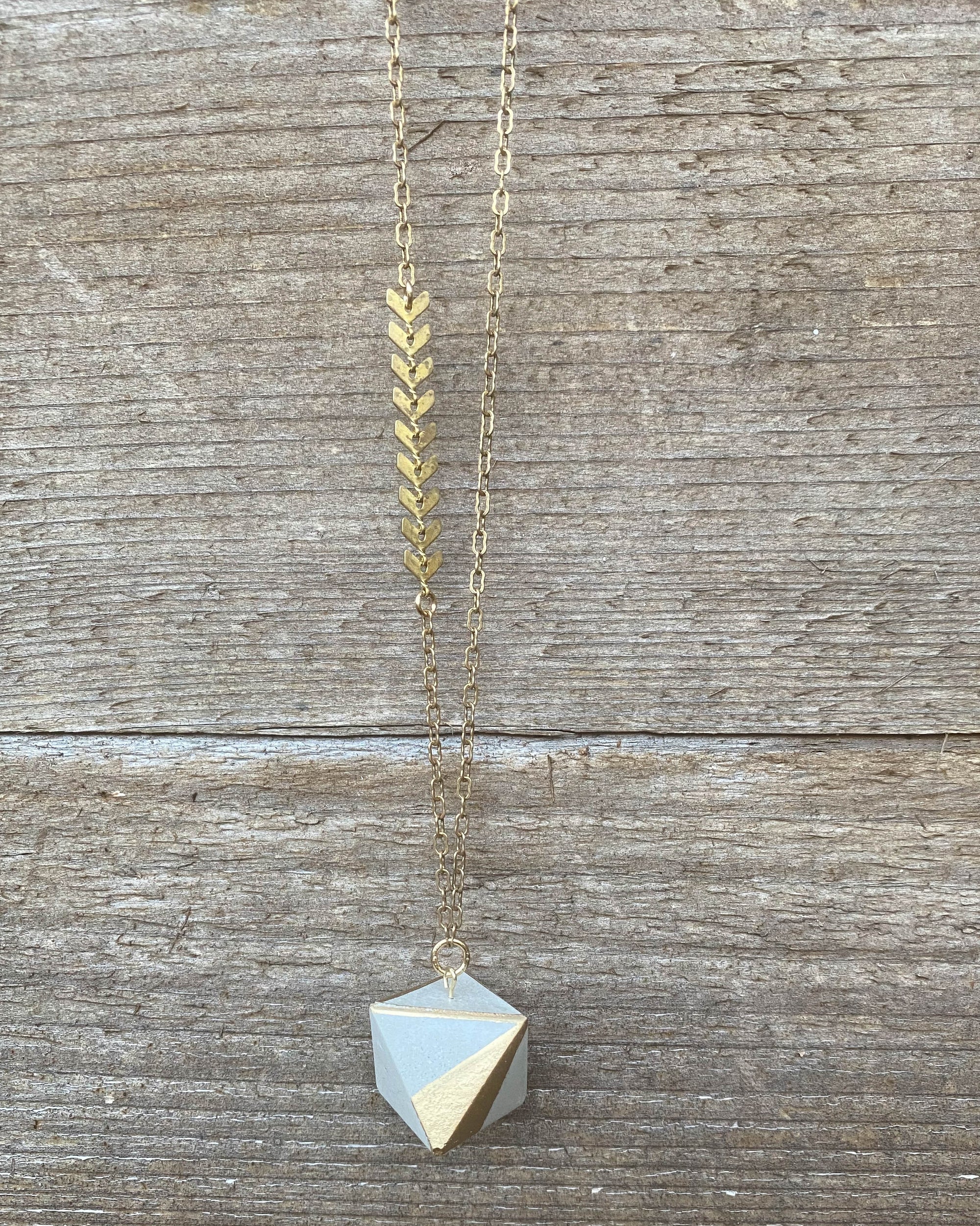 Concrete Octahedron Necklace