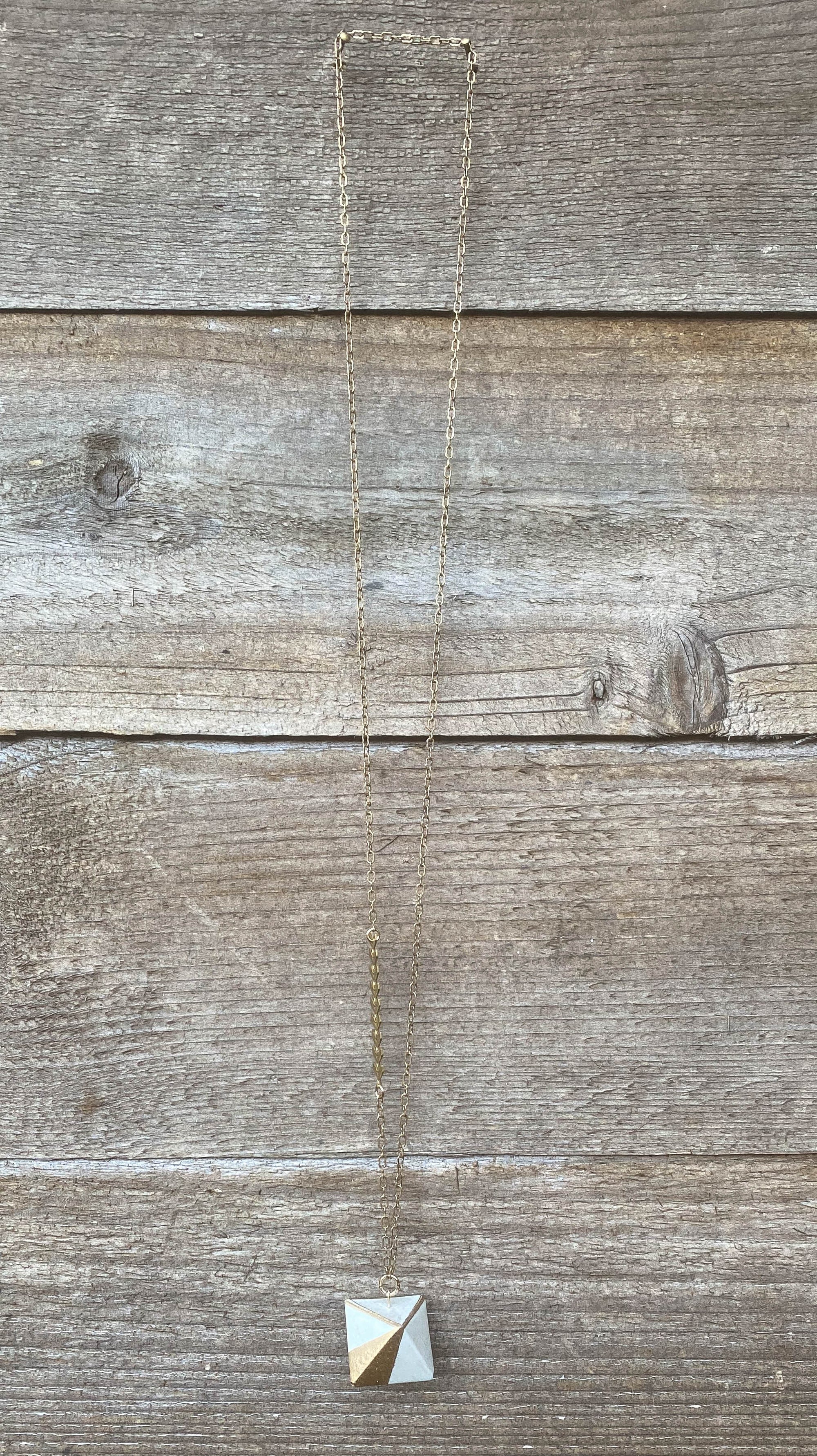 Concrete Octahedron Necklace