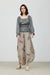 Petal Printed Wide Pants with Side Strap - f