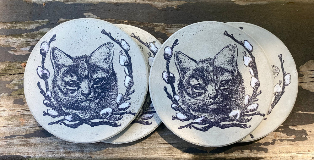 Pussy Willow Concrete Coasters