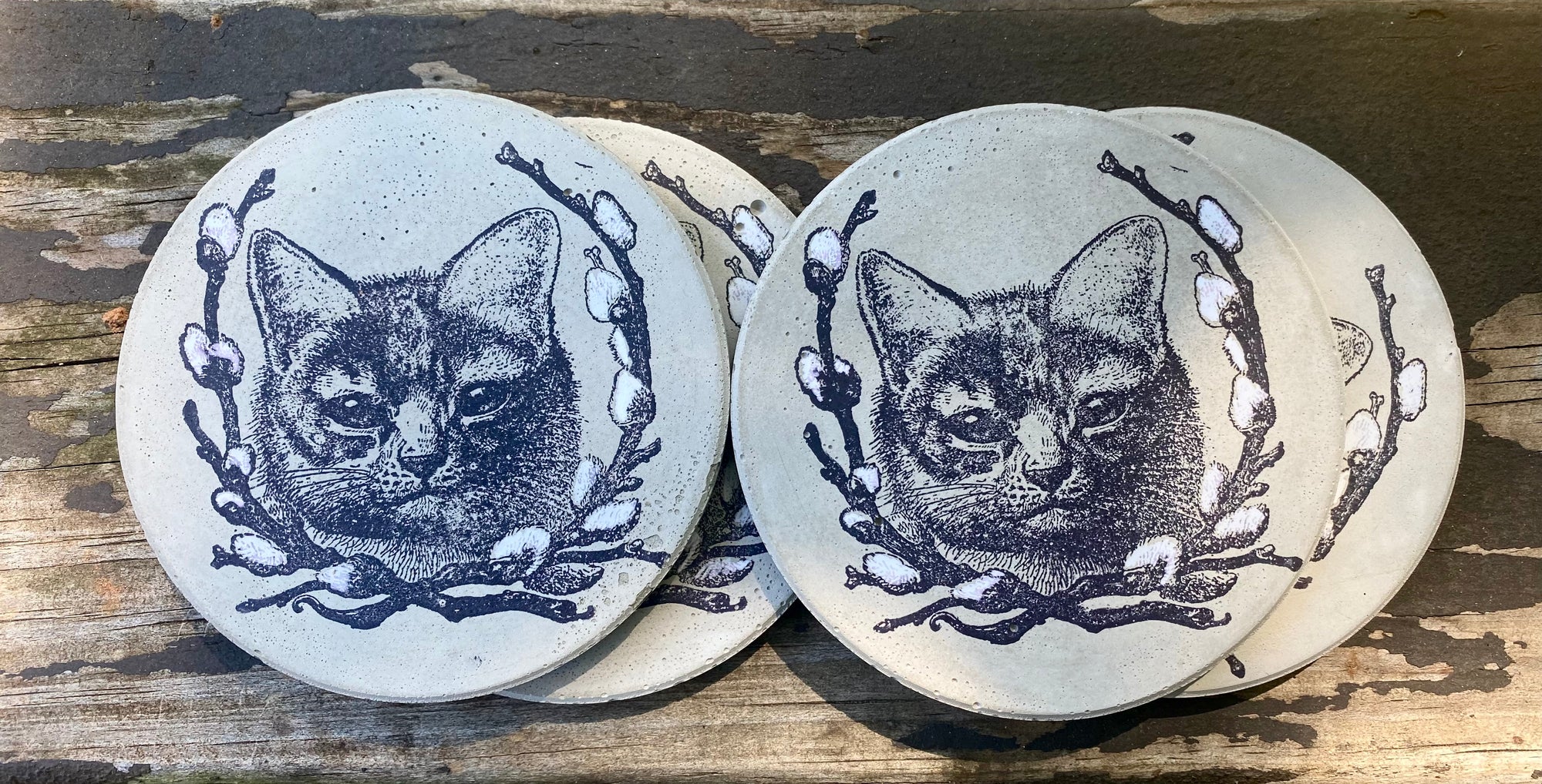 Pussy Willow Concrete Coasters