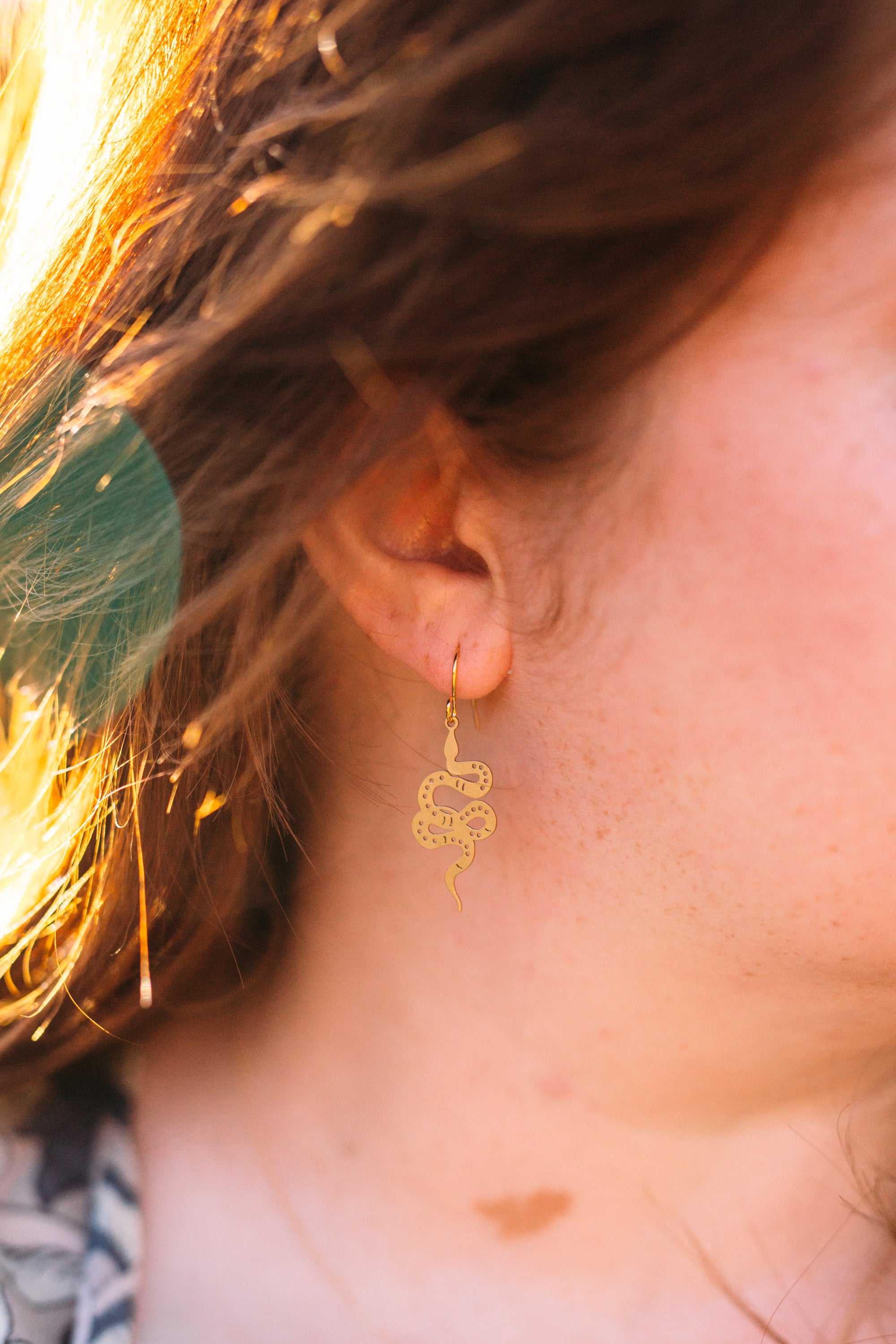 Brass Snake Earrings