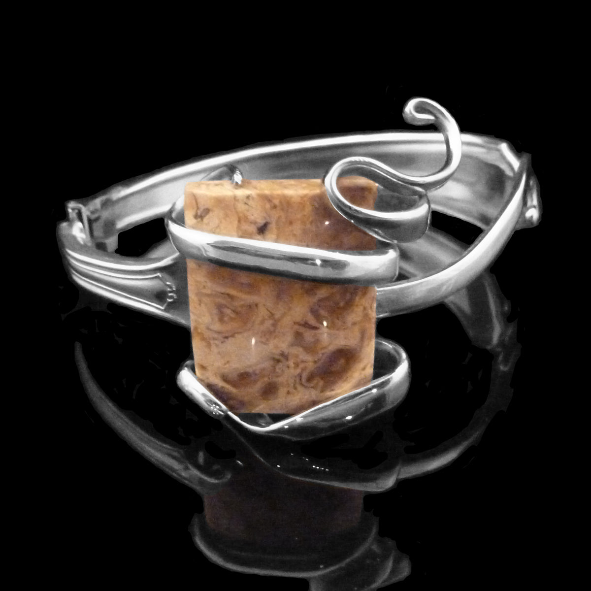 Fork Bracelet with Semi-Precious Stones