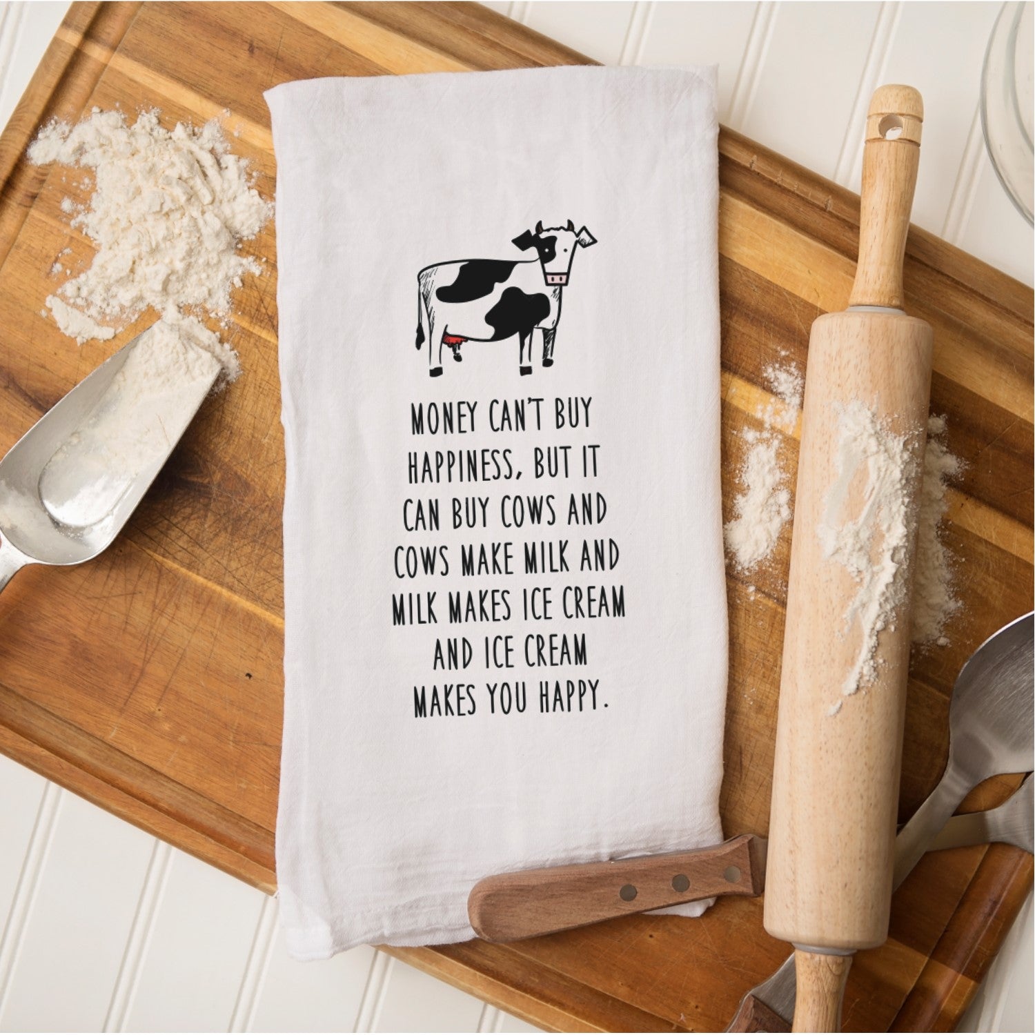 Tea Towel - Money Can't Buy You Happiness - the beehive