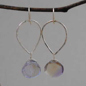 teardrop and stone earrings - gold-filled