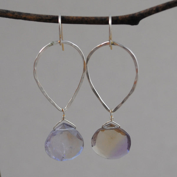 teardrop and stone earrings - gold-filled