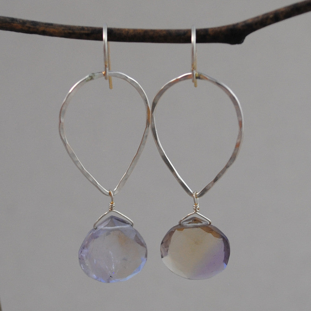 teardrop and stone earrings - gold-filled