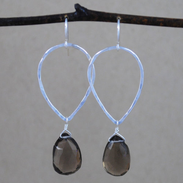 teardrop and stone earrings - sterling silver