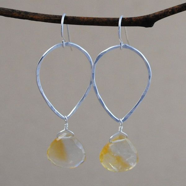 teardrop and stone earrings - sterling silver