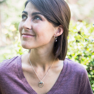 teardrop stud with hanging pearl earrings - sterling