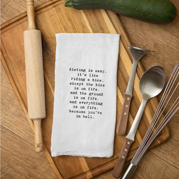 Tea Towel - Dieting is Easy. It's Like Riding a Bike....