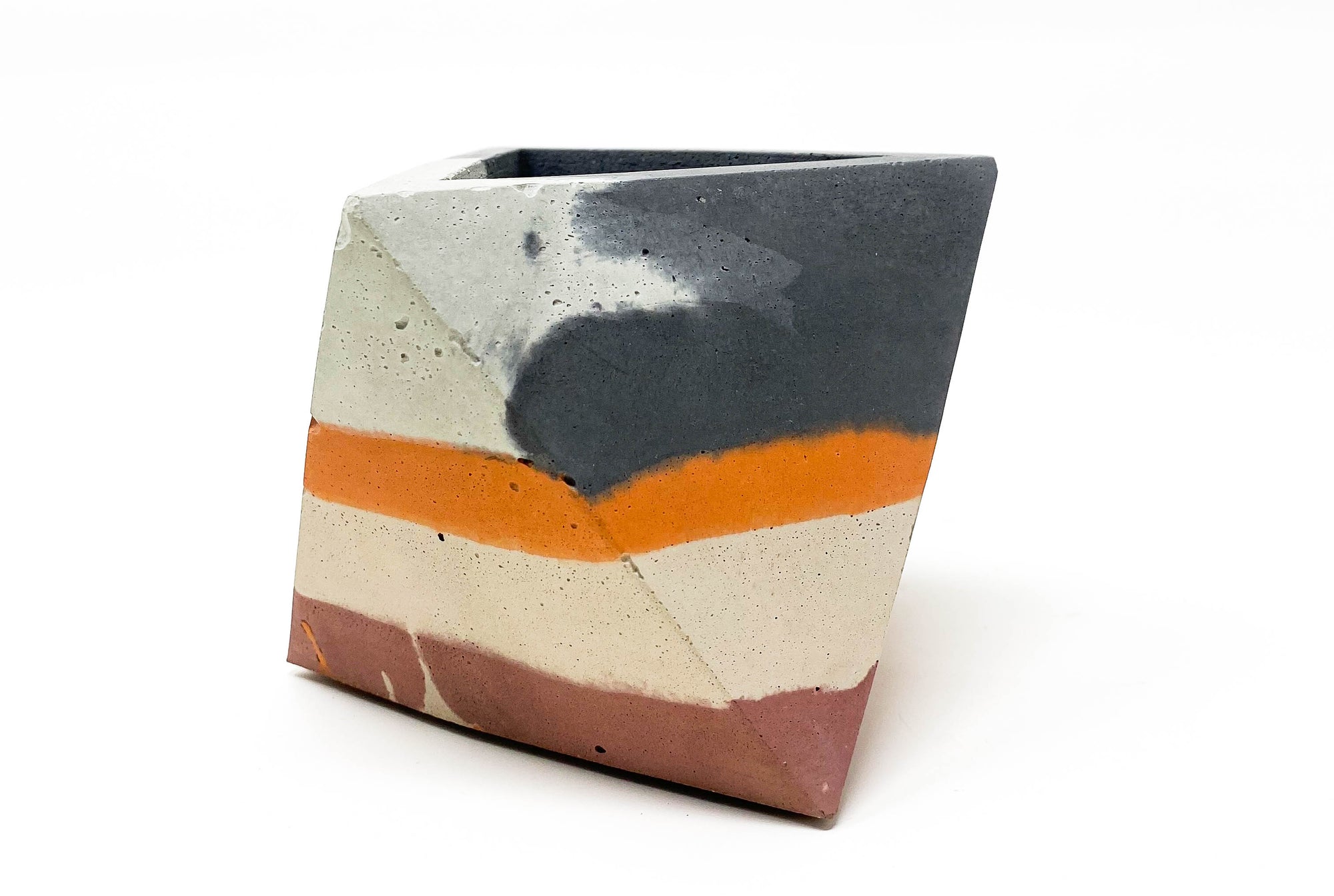 Concrete Geometric Tetrahedron Pot (Multi-Colored)