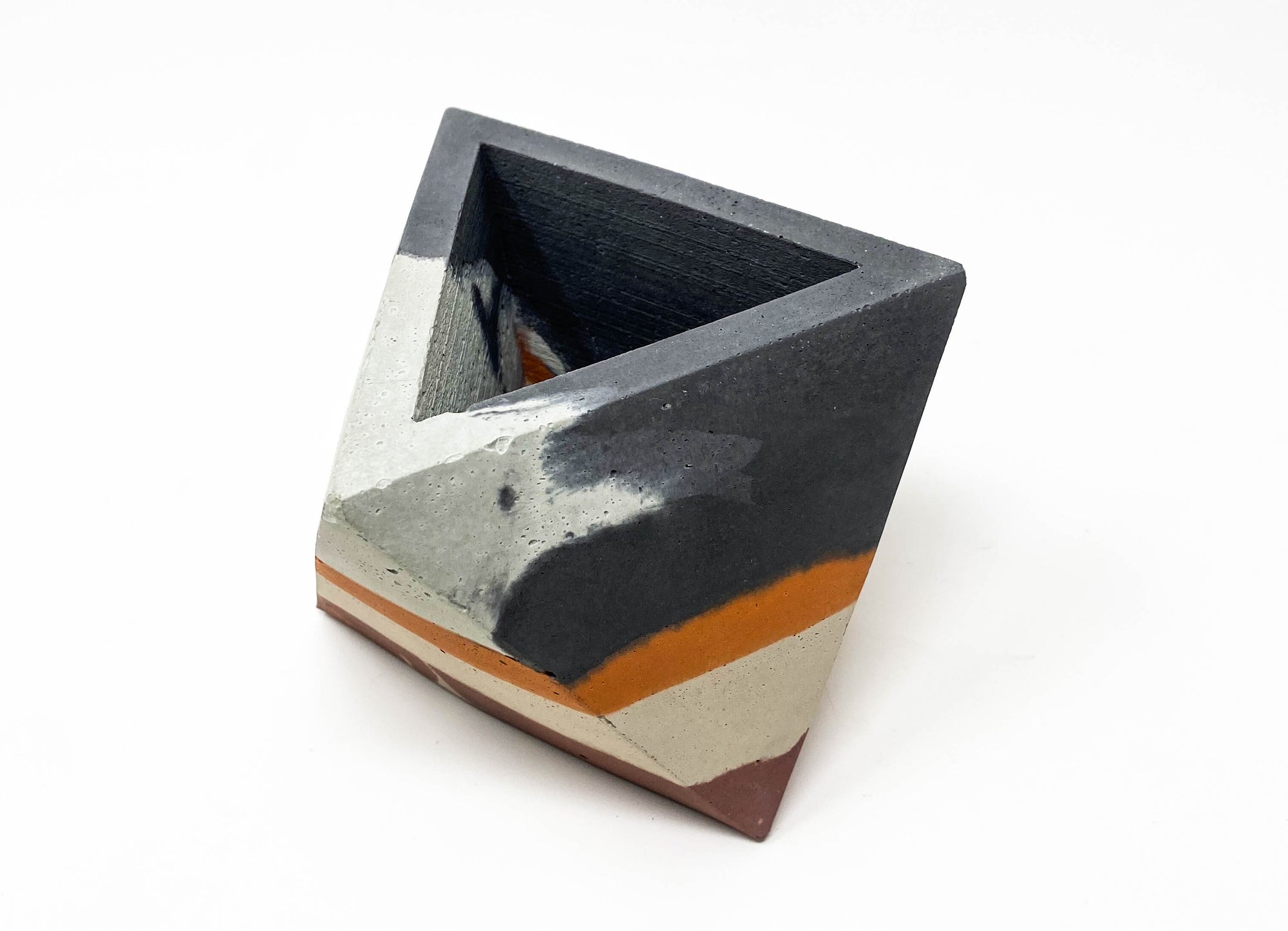 Concrete Geometric Tetrahedron Pot (Multi-Colored)
