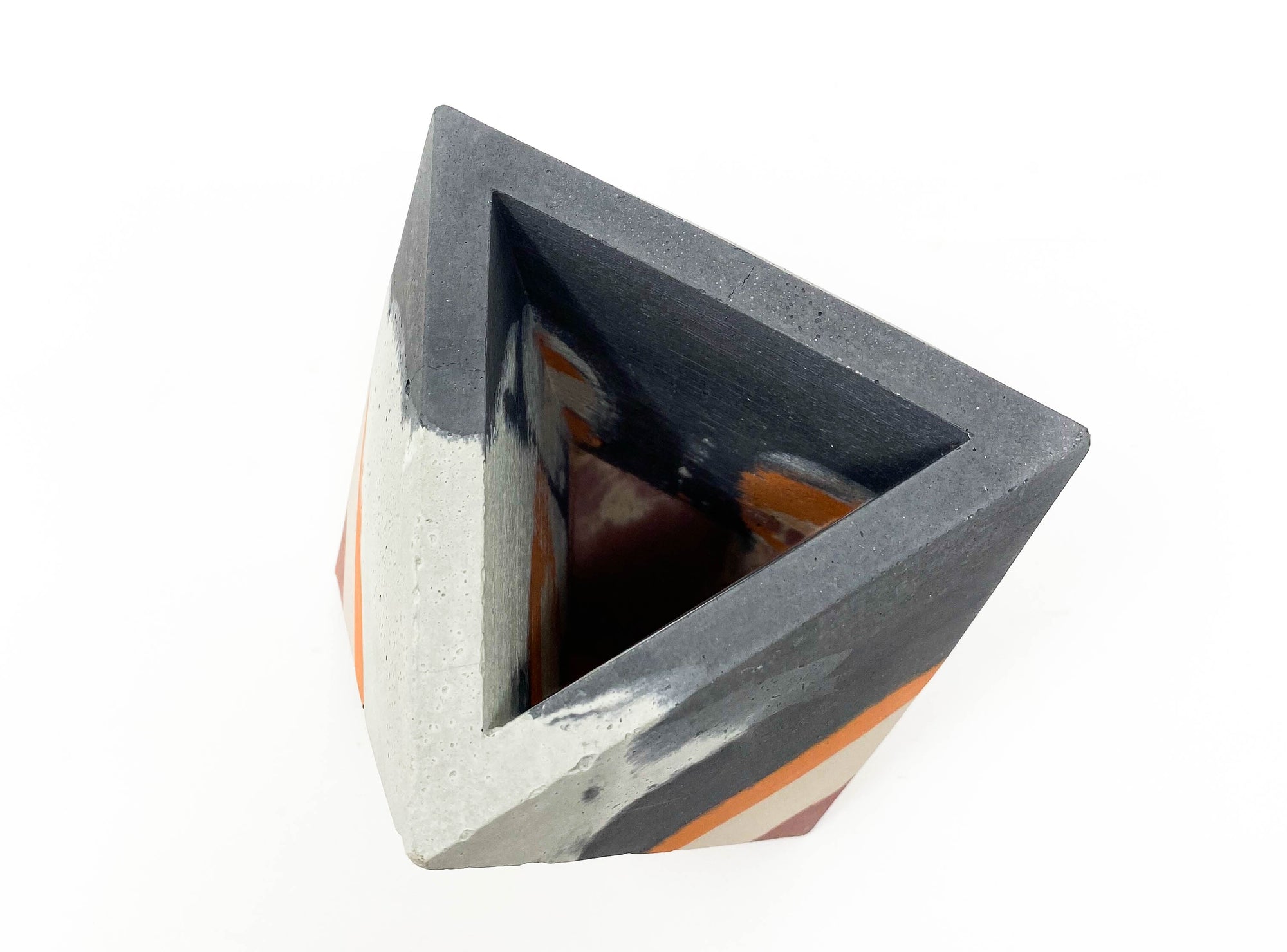 Concrete Geometric Tetrahedron Pot (Multi-Colored)