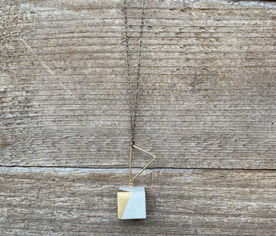 Concrete Geo-Cube Necklace