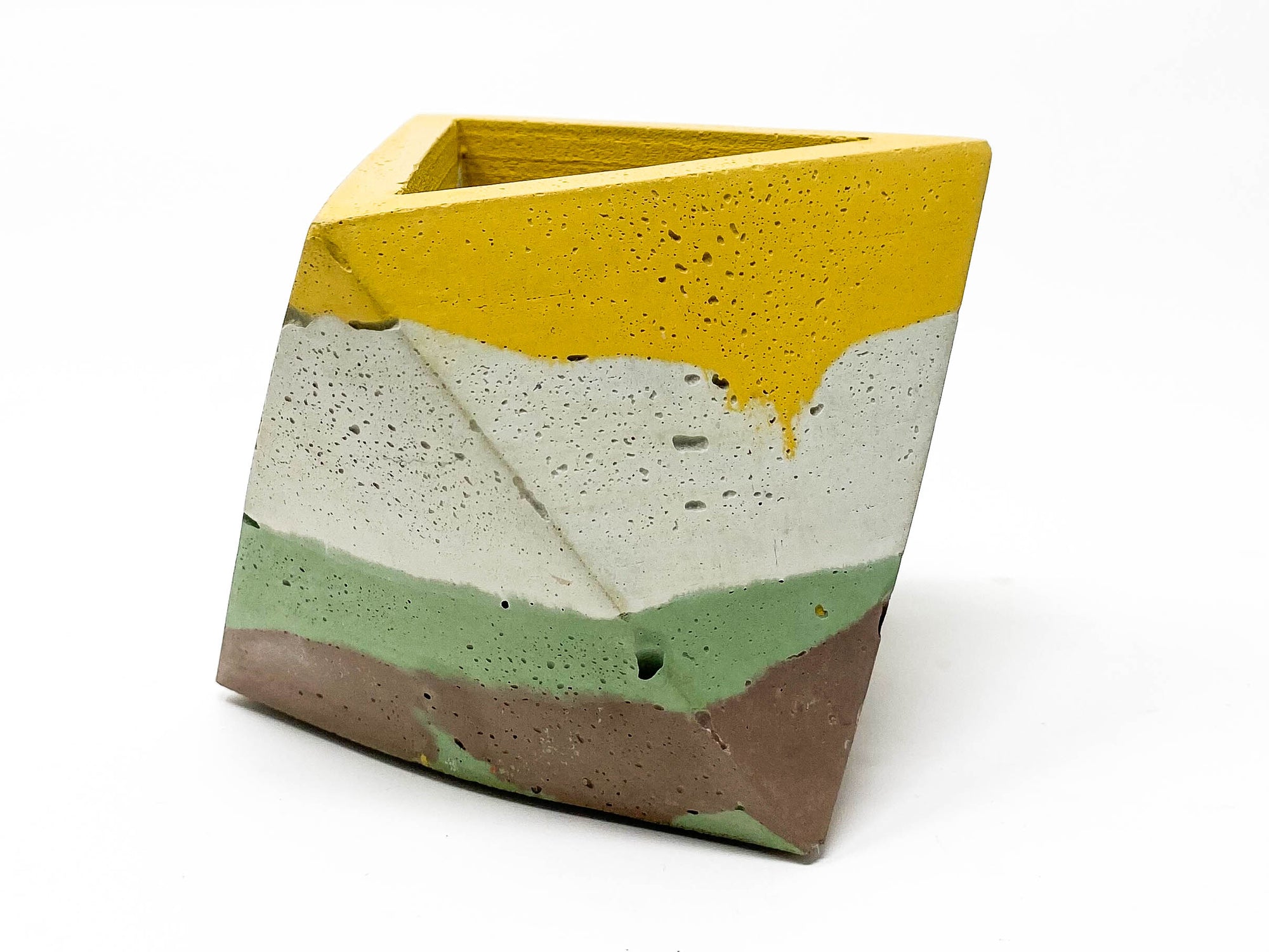 Concrete Geometric Tetrahedron Pot (Multi-Colored)