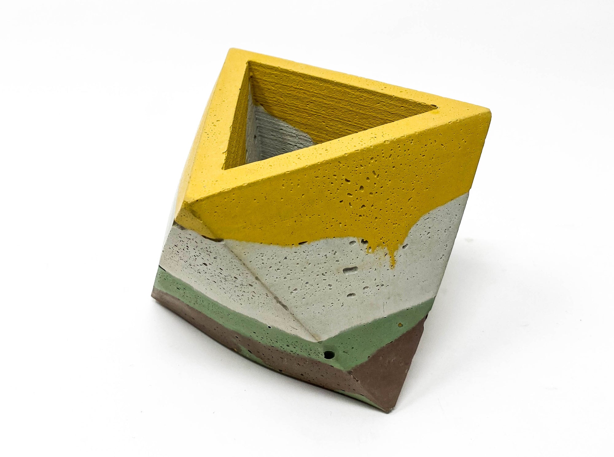 Concrete Geometric Tetrahedron Pot (Multi-Colored)