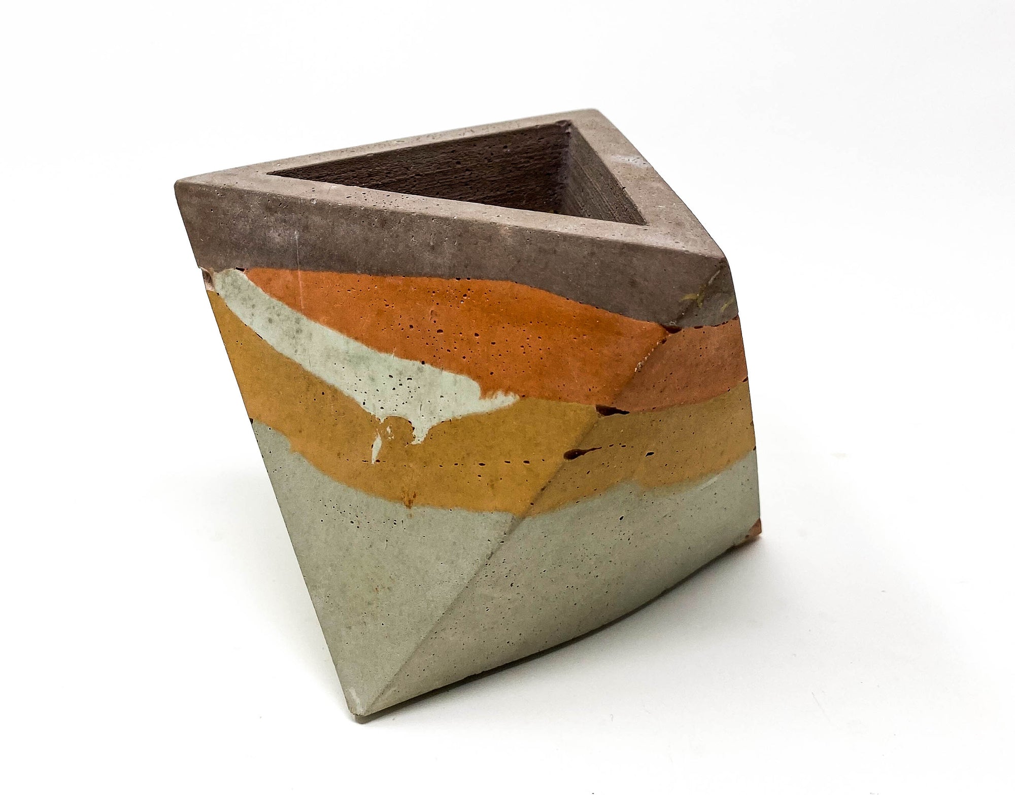 Concrete Geometric Tetrahedron Pot (Multi-Colored)