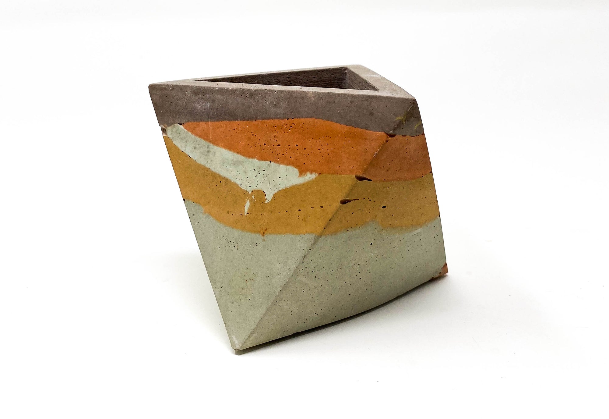 Concrete Geometric Tetrahedron Pot (Multi-Colored)