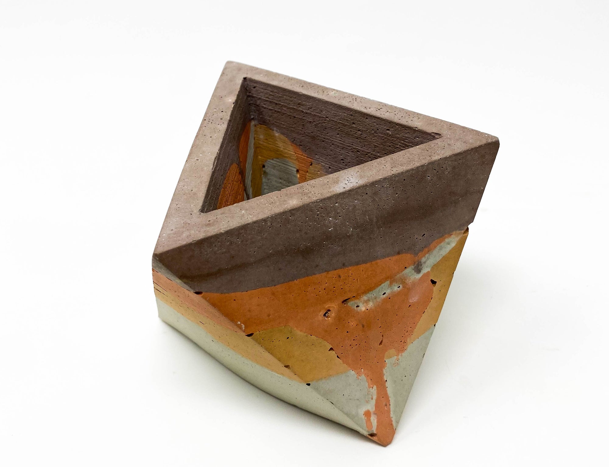 Concrete Geometric Tetrahedron Pot (Multi-Colored)