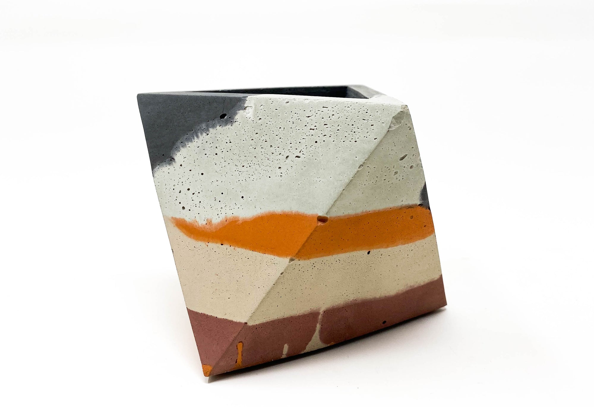 Concrete Geometric Tetrahedron Pot (Multi-Colored)