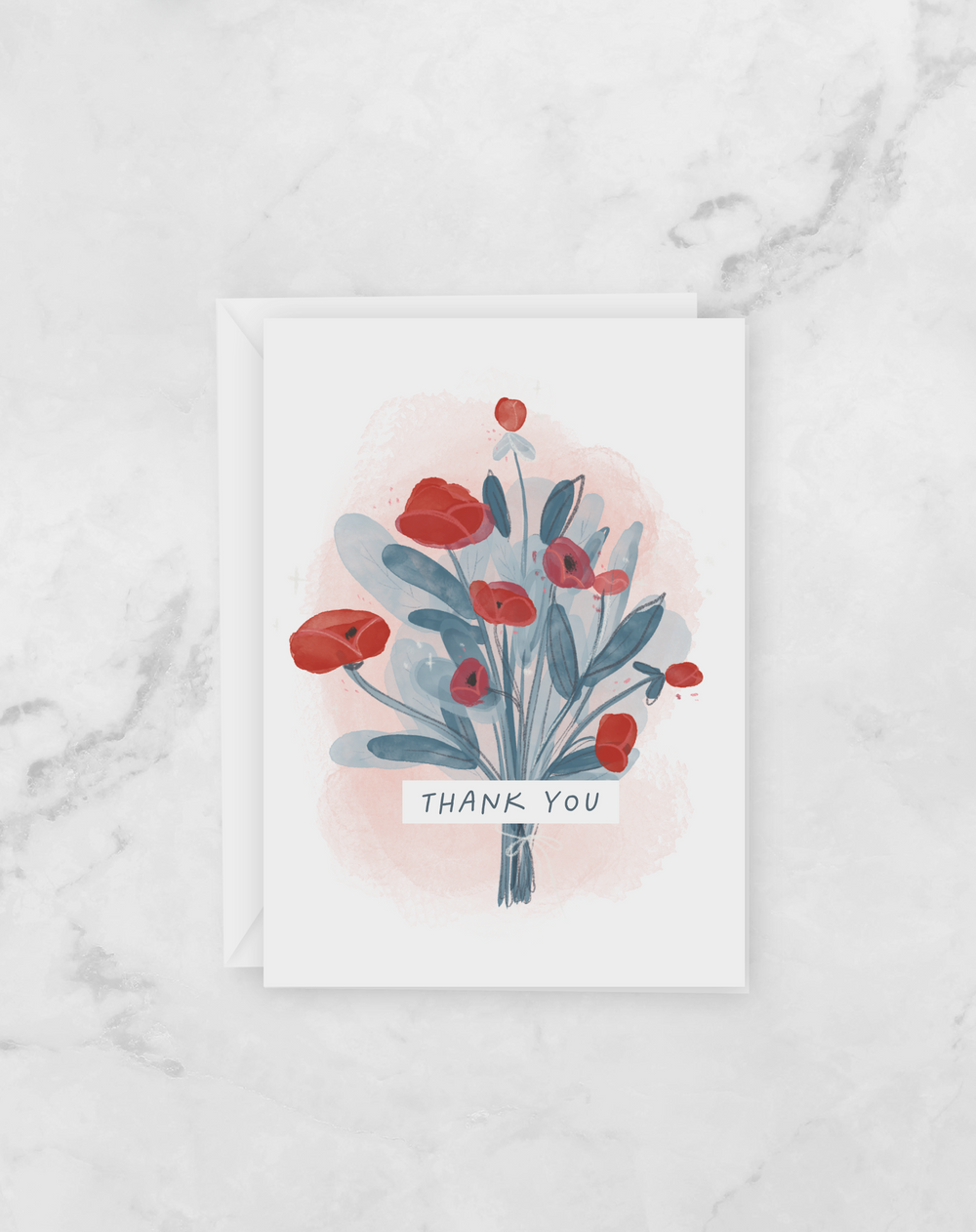 Greeting Card - Thank You - Peach or Plum