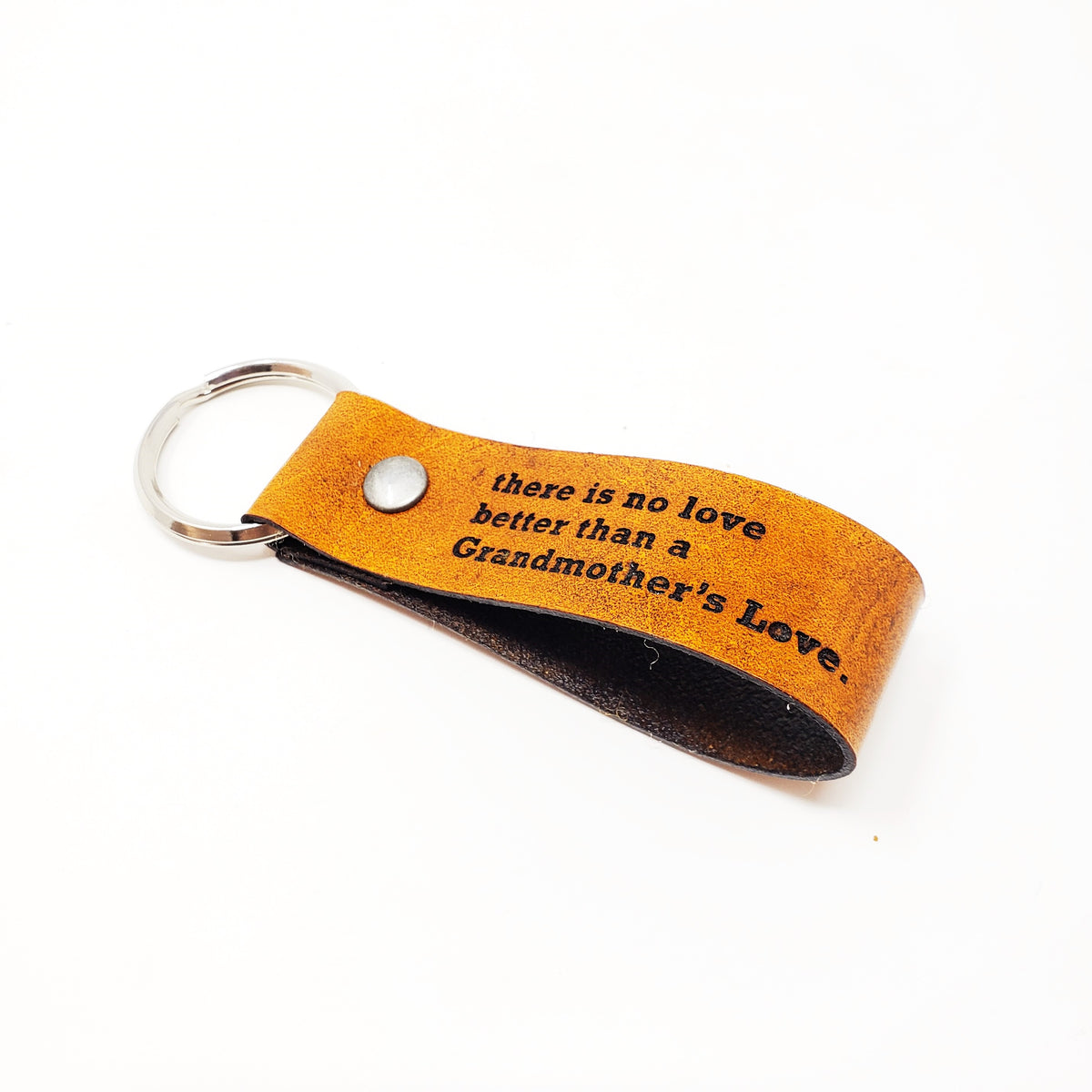 Engraved Leather Keychain - There is No Love Better Than a Grandmother's Love