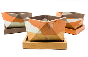 Concrete Planter with Tray (Multi-Colored Series)