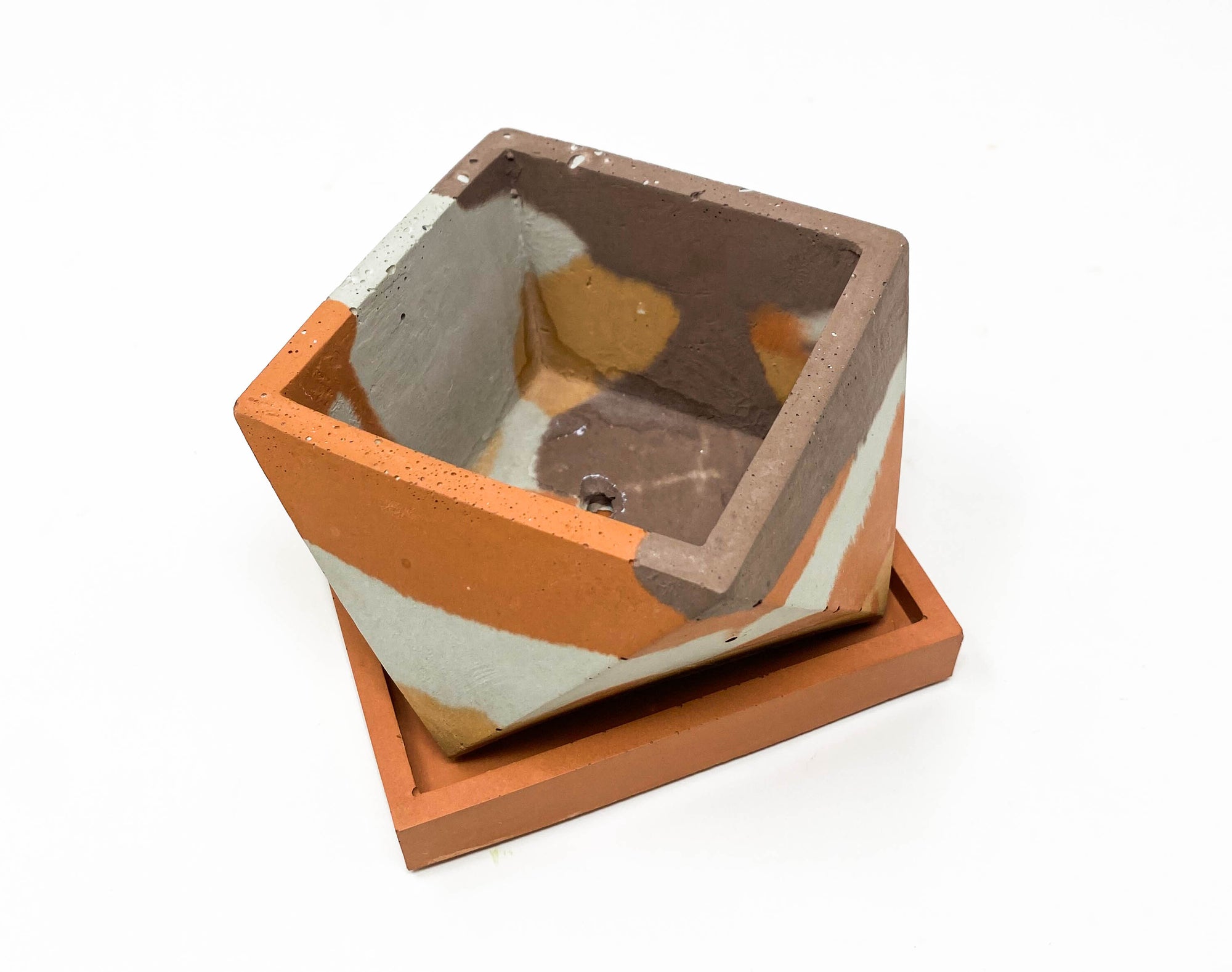 Concrete Planter with Tray (Multi-Colored Series)