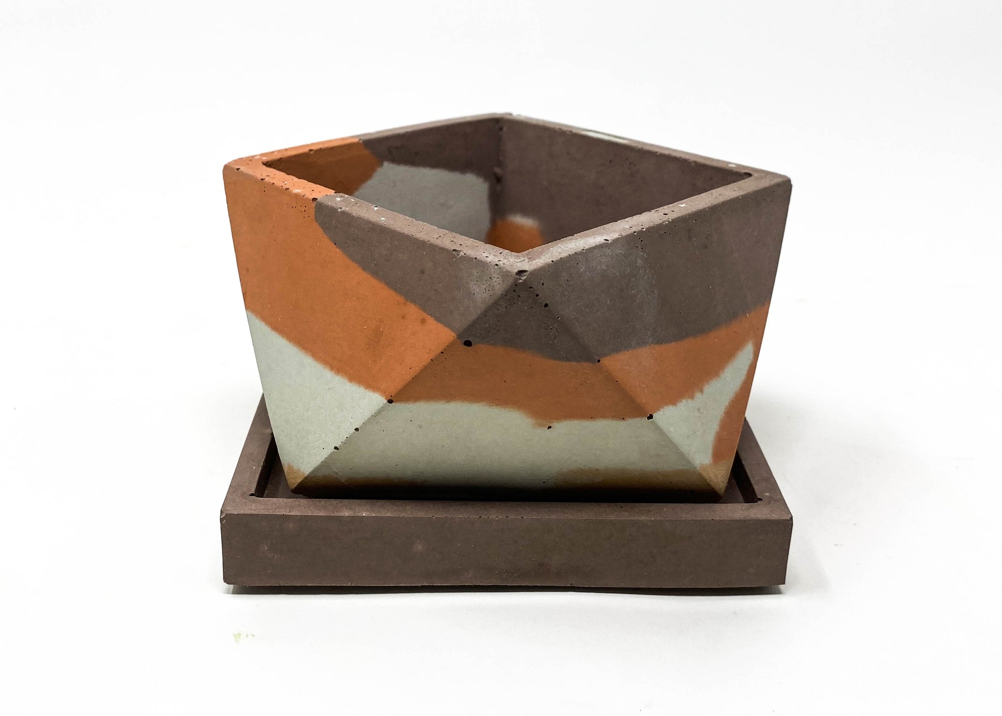 Concrete Planter with Tray (Multi-Colored Series)