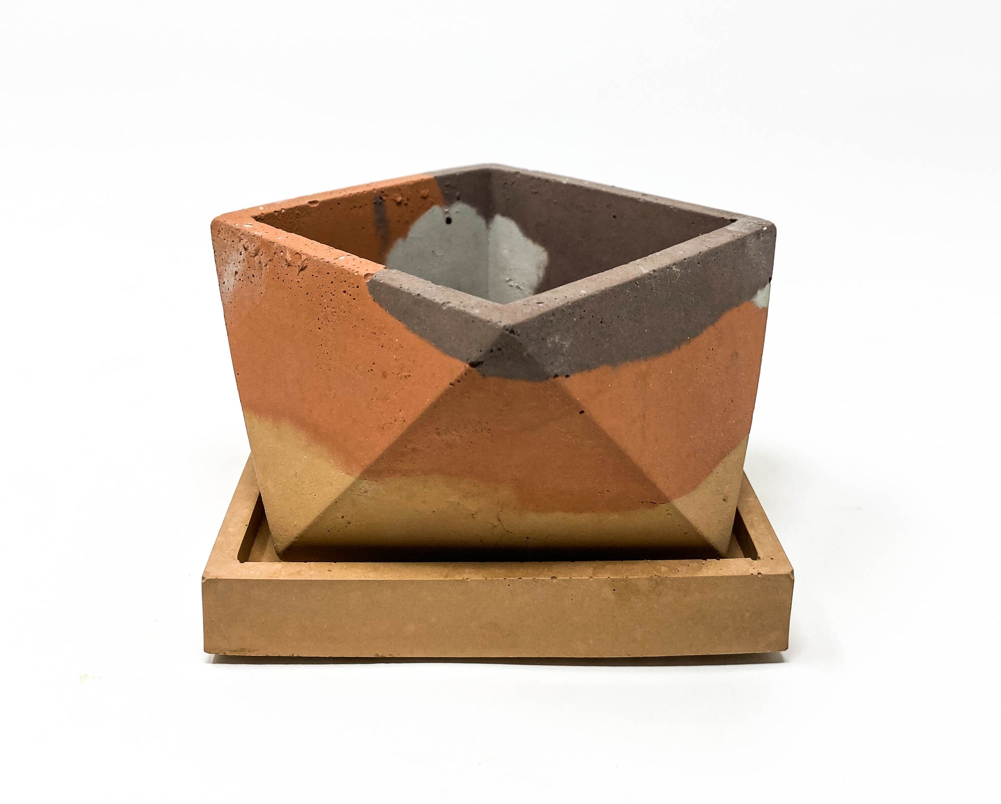 Concrete Planter with Tray (Multi-Colored Series)