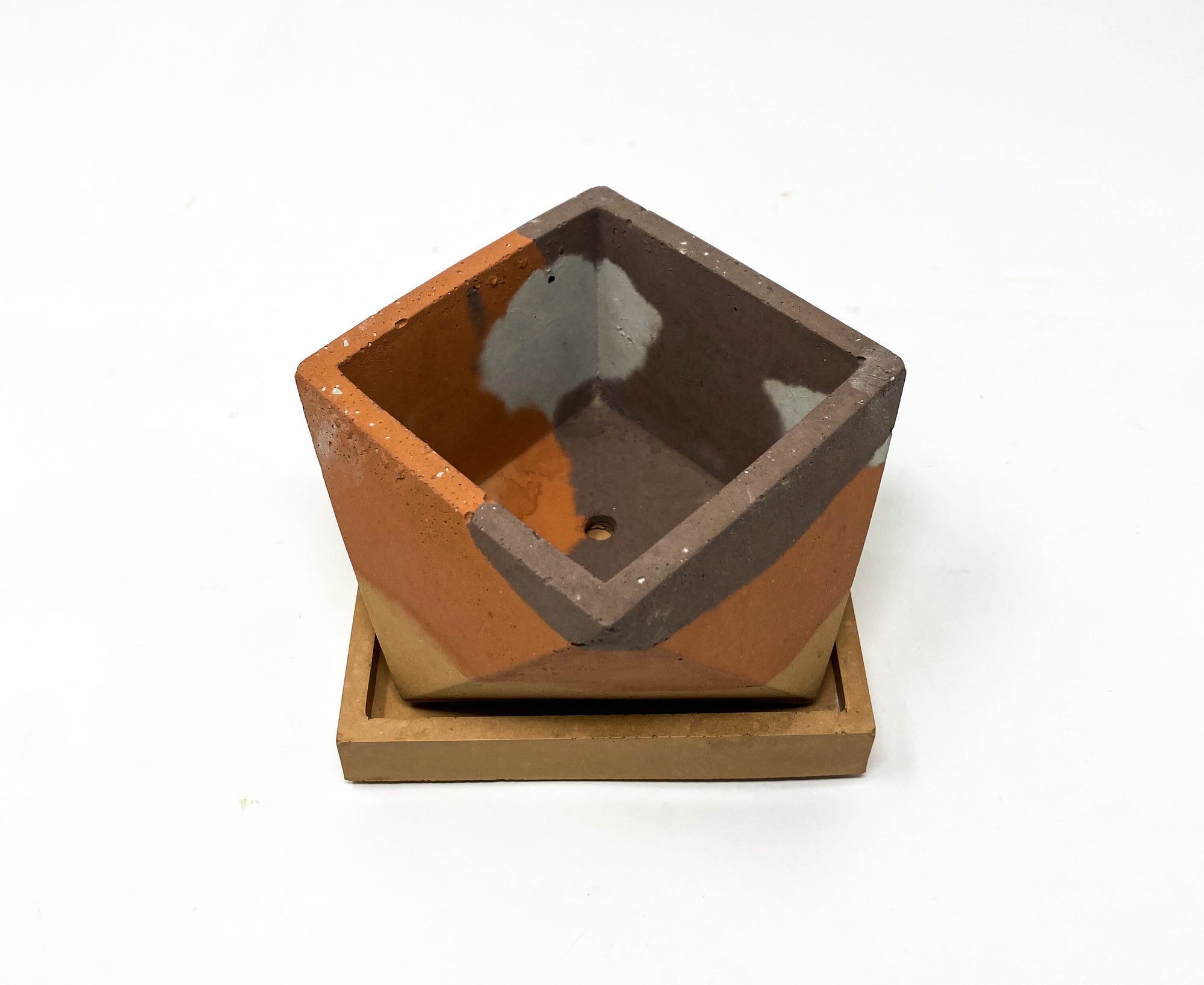 Concrete Planter with Tray (Multi-Colored Series)