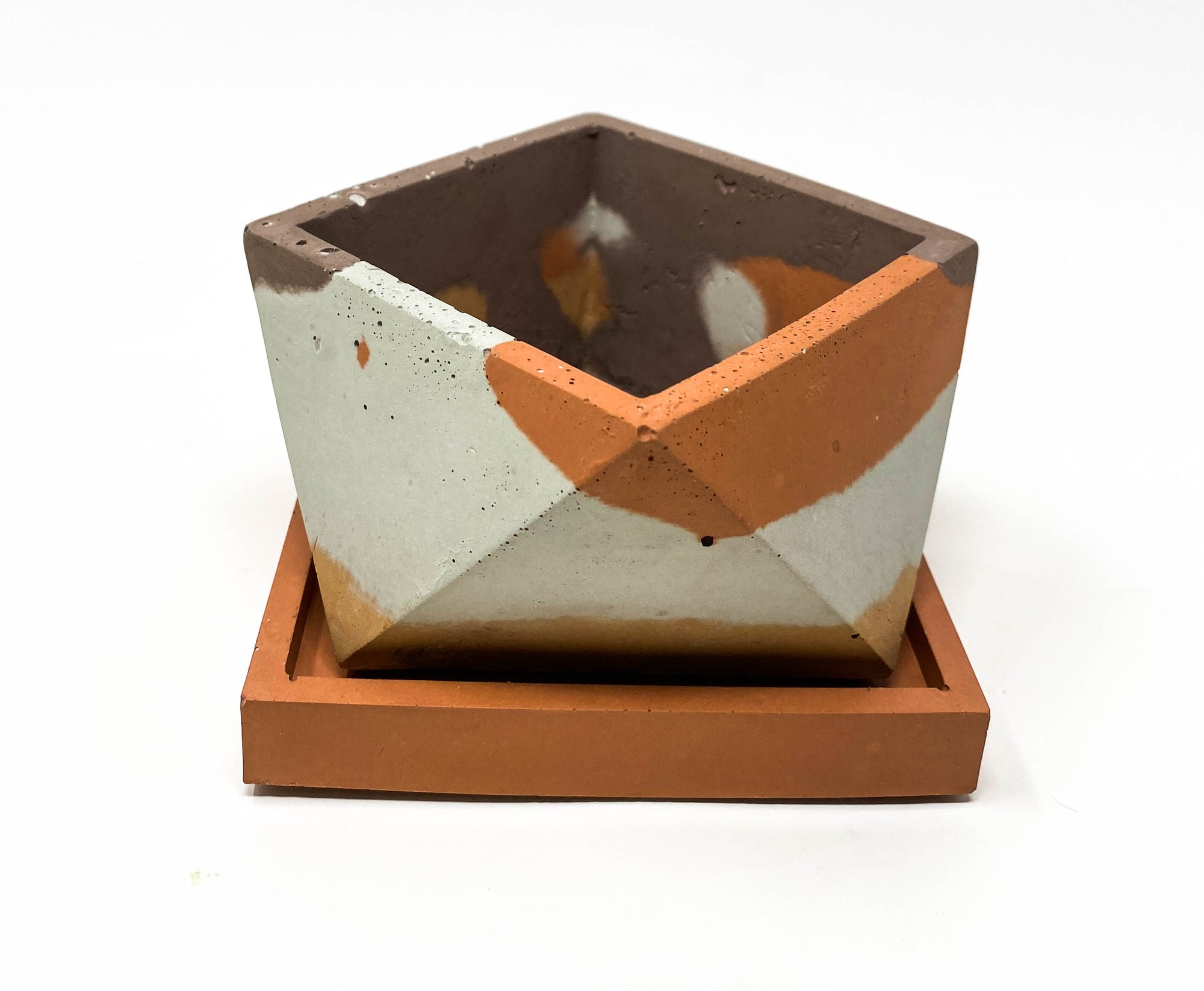 Concrete Planter with Tray (Multi-Colored Series)