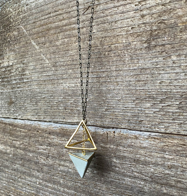 Concrete Geometric Pyramid Necklace