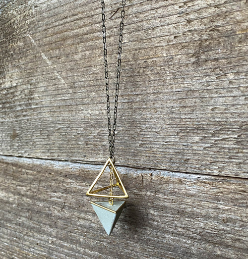 Concrete Geometric Pyramid Necklace