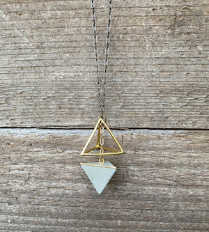 Concrete Geometric Pyramid Necklace