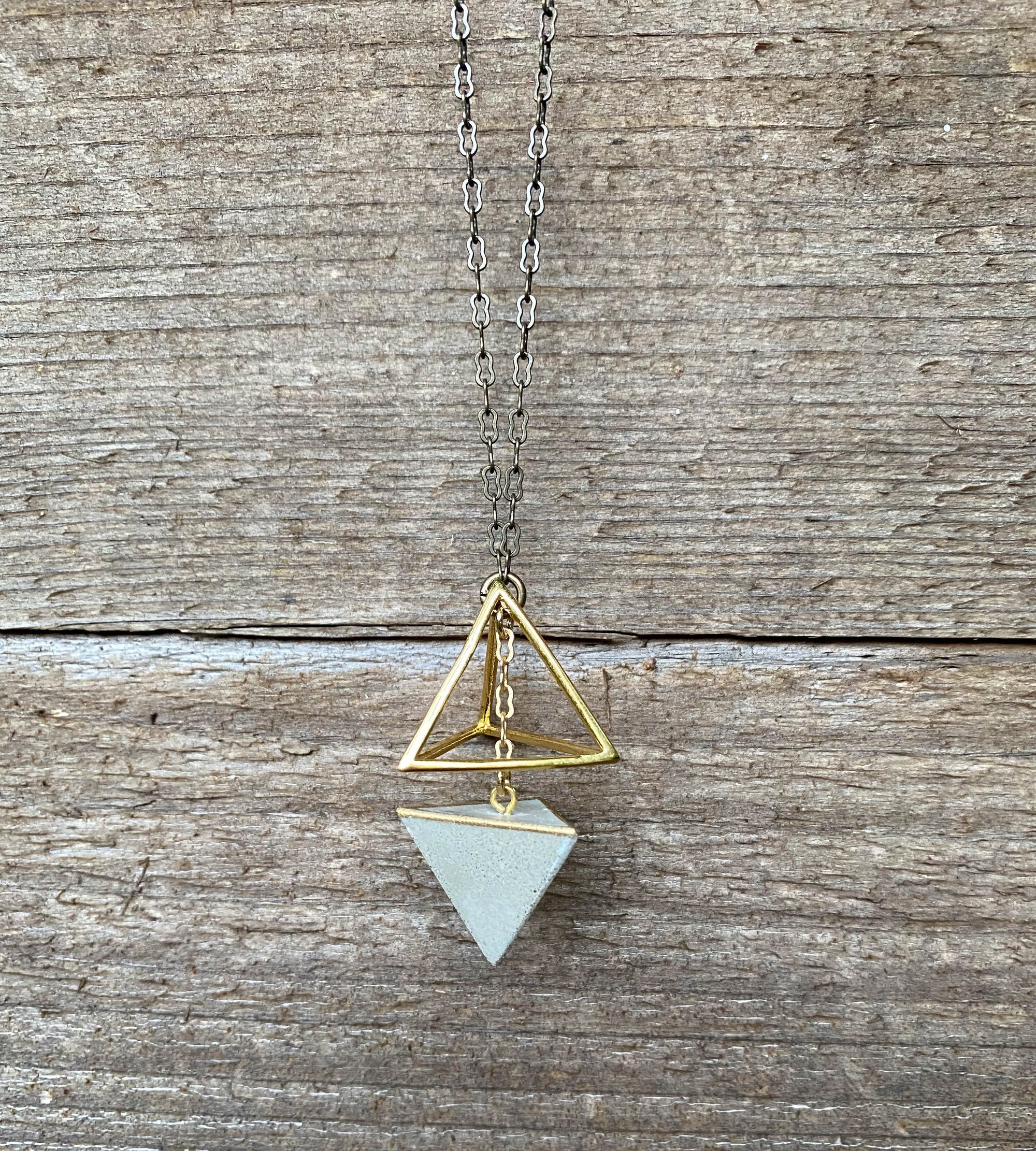 Concrete Geometric Pyramid Necklace