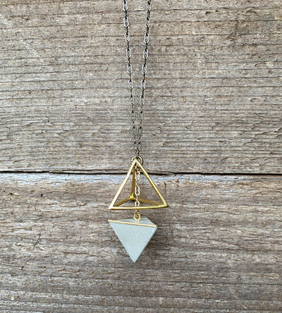 Concrete Geometric Pyramid Necklace