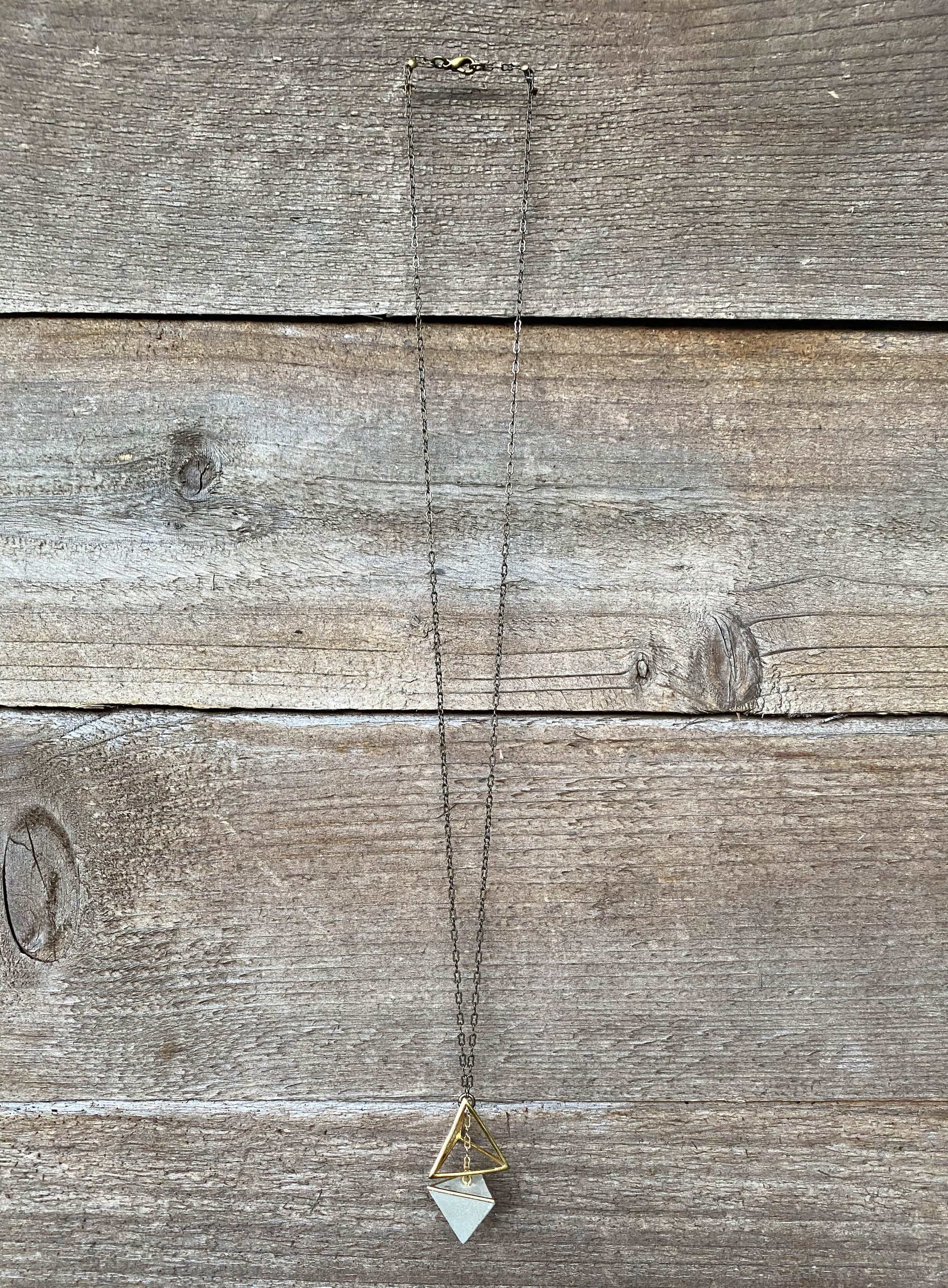 Concrete Geometric Pyramid Necklace