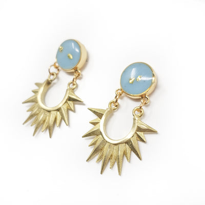 Daniela Brass and Resin Earrings - Turquoise