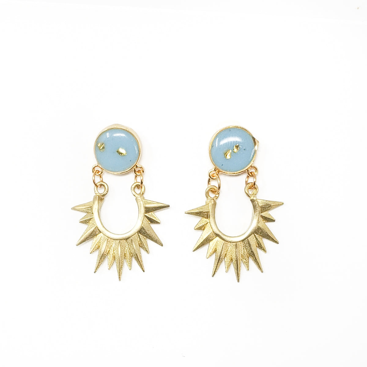 Daniela Brass and Resin Earrings - Turquoise