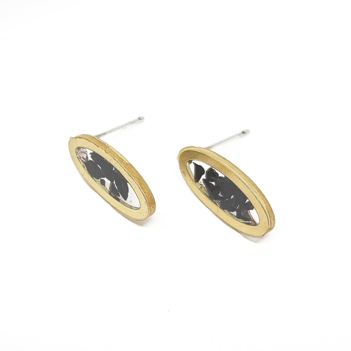 Neo Brass and Resin Stud Earrings