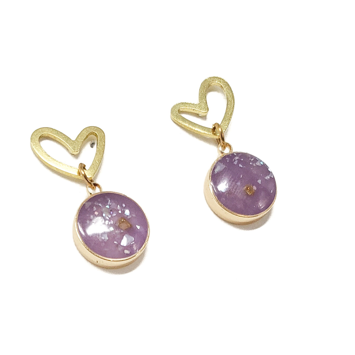 Elissia Brass and Resin Earrings - Lavender