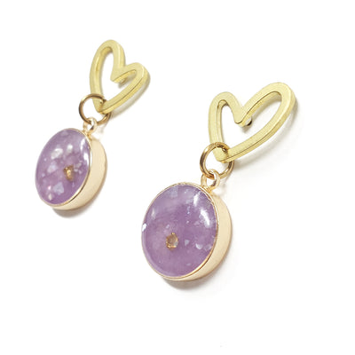 Elissia Brass and Resin Earrings - Lavender